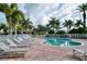 Community swimming pool surrounded by lounge chairs and lush tropical landscaping at 17735 Gulf Blvd # 304, Redington Shores, FL 33708