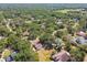 Aerial shot of a neighborhood with mature trees, spacious lots, and well-maintained homes in a serene, green environment at 18902 Spring Hollow Dr, Lutz, FL 33559