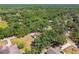 Aerial view of a fenced yard property, showcasing lush greenery, privacy, and a neighborhood setting with mature trees at 18902 Spring Hollow Dr, Lutz, FL 33559