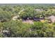 Aerial view showcasing a lovely home surrounded by lush greenery and mature trees in a serene neighborhood at 18902 Spring Hollow Dr, Lutz, FL 33559