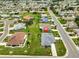 An aerial shot of a suburban home with lush lawns, and tree-lined streets, indicating a well-maintained neighborhood at 1915 W Del Webb Blvd, Sun City Center, FL 33573