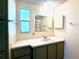 Bathroom with a vanity, mirror, window, and built in storage at 210 N Saint Thomas Cir, Apollo Beach, FL 33572