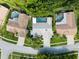 Aerial view shows backyard pools and the neighboring houses in the community at 3342 Waterford Dr, Clearwater, FL 33761