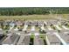An aerial view of a residential neighborhood near a pond, showcasing proximity to community amenities at 34847 Daisy Meadow Loop, Zephyrhills, FL 33541