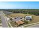 Aerial of community amenities featuring a pool, dog park, playground, parking, and green spaces at 34847 Daisy Meadow Loop, Zephyrhills, FL 33541