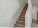 Carpeted staircase with white walls and handrail at 34847 Daisy Meadow Loop, Zephyrhills, FL 33541