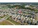 A bird's-eye view of a neatly arranged neighborhood showcasing well-maintained homes and lush greenery at 34866 Daisy Meadow Loop, Zephyrhills, FL 33541
