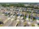 A wide aerial shot of a meticulously designed residential area showcasing uniform landscaping and diverse architecture at 34866 Daisy Meadow Loop, Zephyrhills, FL 33541