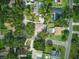 An aerial view of a neighborhood showcasing homes with well-maintained yards, mature trees, and swimming pools at 4101 Brooke Dr, Valrico, FL 33594