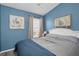 Bright bedroom with light blue walls and two framed art pieces at 6902 47Th N Ln, Pinellas Park, FL 33781
