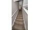 Carpeted staircase with white banisters leading to the upper level of the home at 6902 47Th N Ln, Pinellas Park, FL 33781