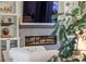Cozy fireplace with modern tile surround and built-in shelves in a comfortable living space at 8434 Dunham Station Dr, Tampa, FL 33647