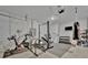 Finished basement with exercise equipment and a heavy punching bag, creating a workout space at 12950 Pasture Woods Pl, Lithia, FL 33547