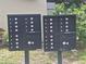 Dual set of black community mailboxes with numbered slots at 1693 Fry Ct, Dunedin, FL 34698