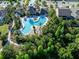 Aerial view of community pool and recreation area surrounded by lush landscaping at 1853 Hovenweep Rd, Wesley Chapel, FL 33543
