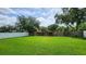 Expansive backyard with lush green lawn, trees, and a fenced boundary at 29042 Rivergate Run, Wesley Chapel, FL 33543