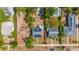 Aerial view of the neighborhood showcasing the charming yellow house with solar panels at 4517 2Nd S Ave, St Petersburg, FL 33711