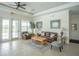 Comfortable seating in the lobby with leather couches and cozy decor at 6233 Olivedale Dr, Riverview, FL 33578