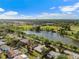 Aerial view of neighborhood, showcasing lake views and proximity to recreational park and baseball fields at 6415 13Th N Ave, St Petersburg, FL 33710