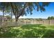 Well-maintained backyard with lush green grass, a charming white picket fence and mature tree at 7031 Kendall Heath Way, Land O Lakes, FL 34637