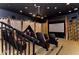 Enjoy movie nights in this custom home theater with tiered seating and a projector screen at 7031 Kendall Heath Way, Land O Lakes, FL 34637