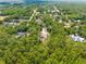 Expansive aerial view of a neighborhood, highlighting the abundance of mature trees and serene setting at 7340 West Dr, Wesley Chapel, FL 33544