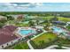 Community aerial showcasing swimming pools, playgrounds, tennis and basketball courts surrounded by meticulously maintained grounds at 7657 Nottinghill Sky Dr, Apollo Beach, FL 33572