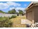 View of the backyard with the garage on the right and a partially visible pool in the distance at 109 S Nimbus Ave, Clearwater, FL 33765