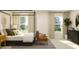 A tranquil bedroom featuring a stylish bed with a canopy, comfortable seating, and natural light at 13515 White Gold Run, Parrish, FL 34219