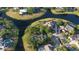 Aerial view showcasing homes nestled by a lake with well-maintained landscaping at 15704 Mifflin Ct, Tampa, FL 33647