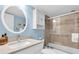 Cozy bathroom features a shower/tub, toilet, vanity and mirrored medicine cabinet at 18650 Gulf Blvd # 203, Indian Shores, FL 33785