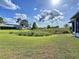 Spacious backyard featuring a tranquil pond and ample greenery, creating a peaceful outdoor setting at 21626 Rosewood Ct, Lutz, FL 33549