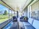 Relaxing screened-in porch featuring comfortable seating and serene views of the outdoors at 21626 Rosewood Ct, Lutz, FL 33549