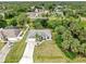 Aerial view of a beautiful home showcasing its well-manicured lawn, driveway, and neighborhood at 2675 Cherokee St, North Port, FL 34286