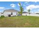 Wide backyard featuring an open patio area, young trees, and partial toys at 35519 Bellington Blvd, Zephyrhills, FL 33541