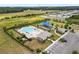 Community pool area showing pool, playground, clubhouse, and parking; set in grassy surroundings at 35519 Bellington Blvd, Zephyrhills, FL 33541