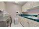 Well-organized laundry room with modern appliances, ample storage, and bright blue tile backsplash at 4766 Royal Palm Ne Cir, St Petersburg, FL 33703
