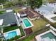 Aerial view of a property with a backyard, pool, boat and home's surroundings at 5920 Denver Ne St, St Petersburg, FL 33703