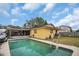 An inviting view of a private backyard featuring a refreshing in-ground pool and screened porch at 5920 Denver Ne St, St Petersburg, FL 33703