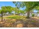 Spacious backyard with lush greenery, mature trees and a patio perfect for enjoying the outdoors at 8444 8Th N Way, St Petersburg, FL 33702
