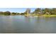 Scenic view of the lake featuring a fountain, waterfront homes and community landscaping at 8531 Woodcrest Dr, Port Richey, FL 34668