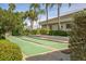 Image of a well-maintained shuffleboard court, surrounded by tropical landscaping including palm trees at 1316 Pasadena S Ave # 303, South Pasadena, FL 33707