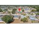 Residential aerial view shows well-maintained homes and mature trees with a cozy neighborhood atmosphere at 13308 Prestwick Dr, Riverview, FL 33579