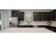 Open kitchen featuring black cabinetry, modern appliances, and a seamless transition to the living area at 13311 Orca Sound Dr, Riverview, FL 33579