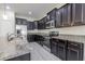 Modern kitchen featuring dark cabinets, stainless steel appliances, and granite countertops at 20404 Autumn Fern Ave, Tampa, FL 33647