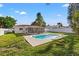Fenced-in backyard featuring a pool and lanai, providing privacy and space for outdoor enjoyment at 3555 Belle Vista E Dr, St Pete Beach, FL 33706