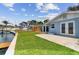 A bright blue home with a lush lawn and private dock, offering an idyllic waterfront living experience with serene views at 425 12Th Ave, Indian Rocks Beach, FL 33785