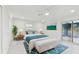Bright, spacious bedroom with light-colored furnishings, modern ceiling fan, and sliding glass door to lanai at 425 12Th Ave, Indian Rocks Beach, FL 33785