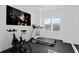 Modern gym featuring a treadmill, stationary bike, black rubber floor, and a decorative photograph at 429 Erie Ave, Tampa, FL 33606
