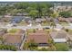Aerial view of a single-Gathering home in a residential neighborhood with mature trees at 4410 Foxboro Dr, New Port Richey, FL 34653